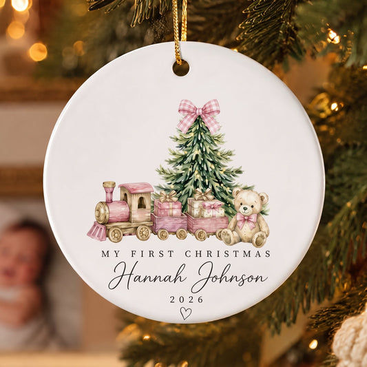 My First Christmas Personalized Ceramic Ornament - Custom Keepsake Gift for Baby