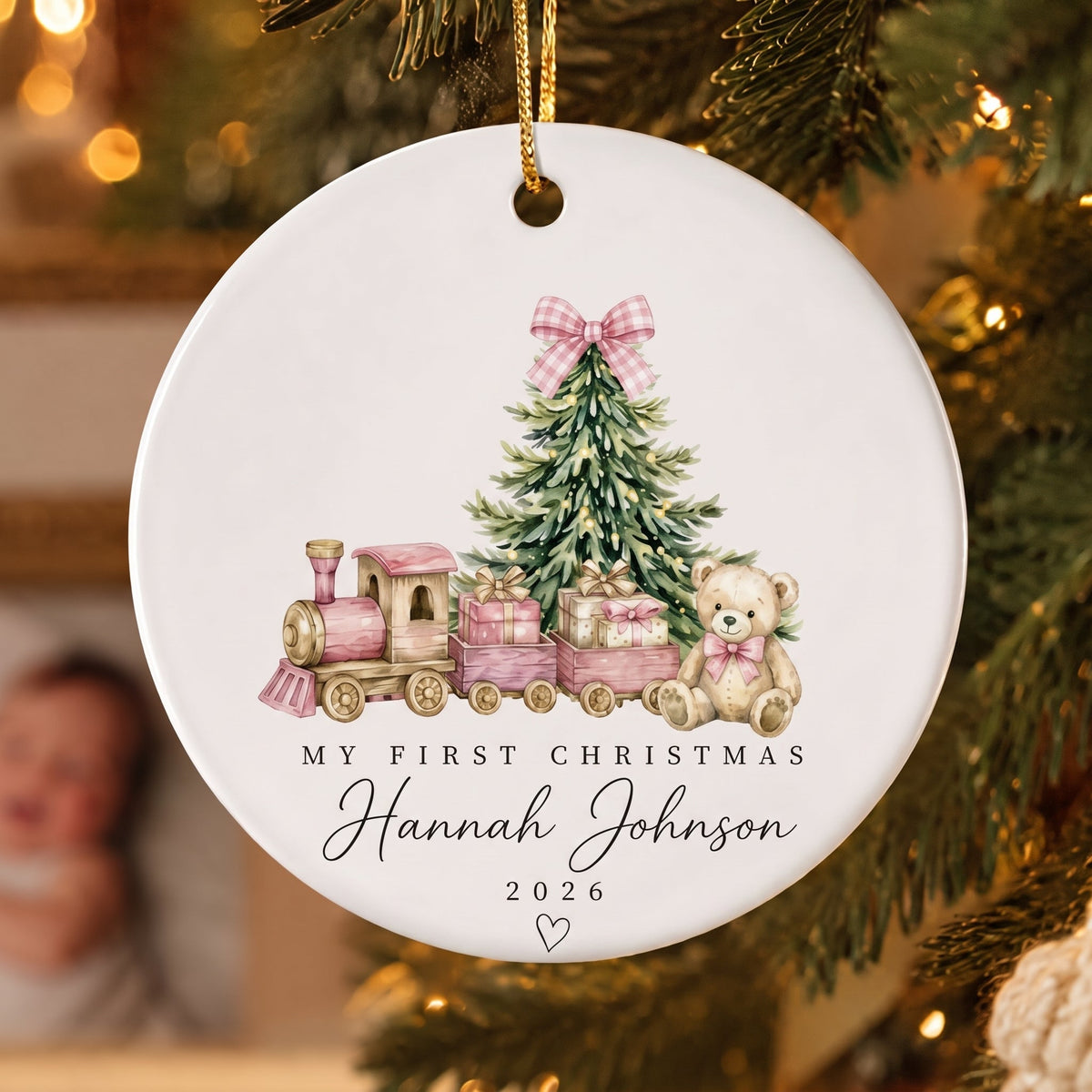 My First Christmas Personalized Ceramic Ornament - Custom Keepsake Gift for Baby