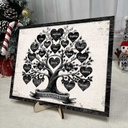 Personalized Grandma & Grandkids Tree Name Wood Plaque - Gift for Grandparents