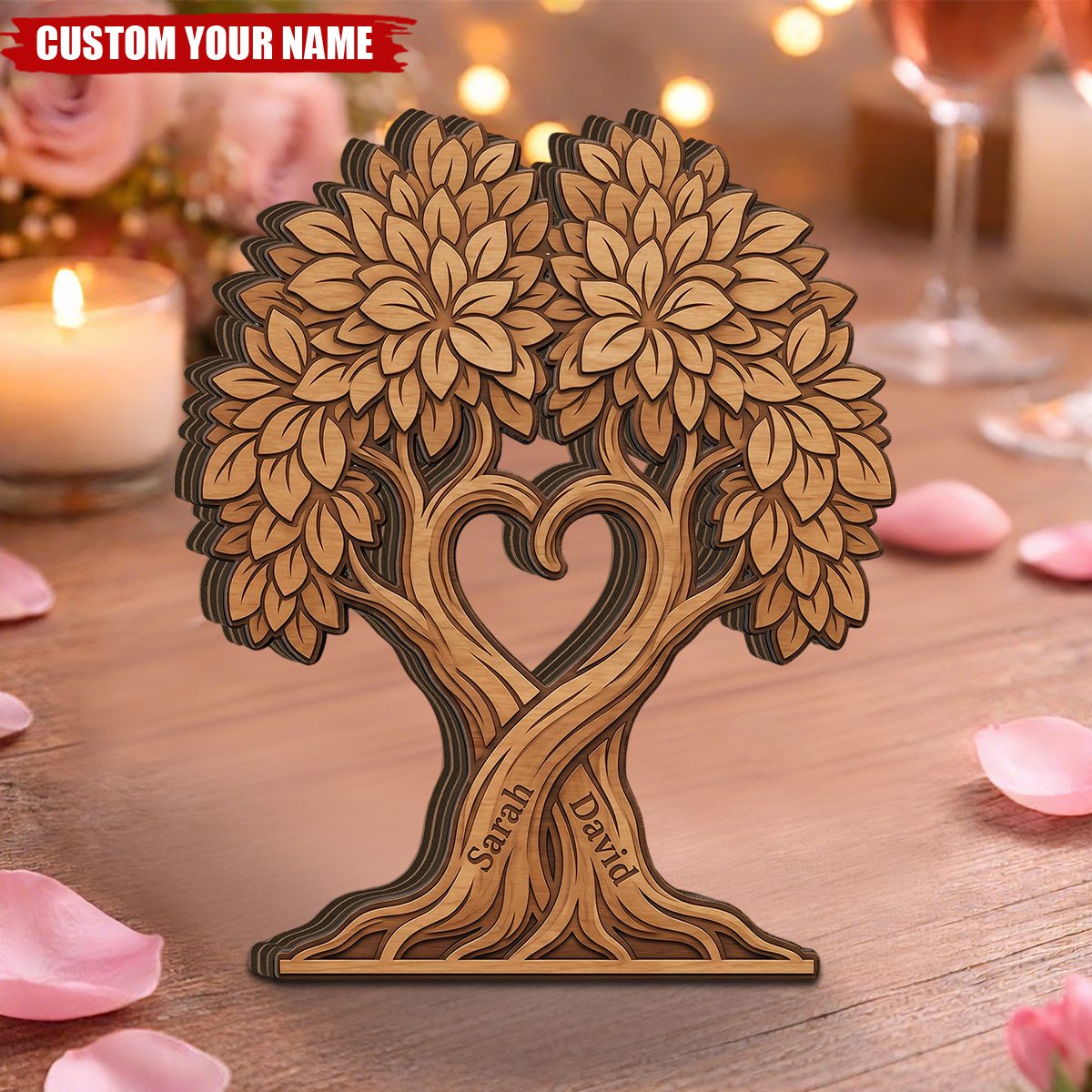 Personalized Tree Of Life Wooden Plaque personalization view for Couples
