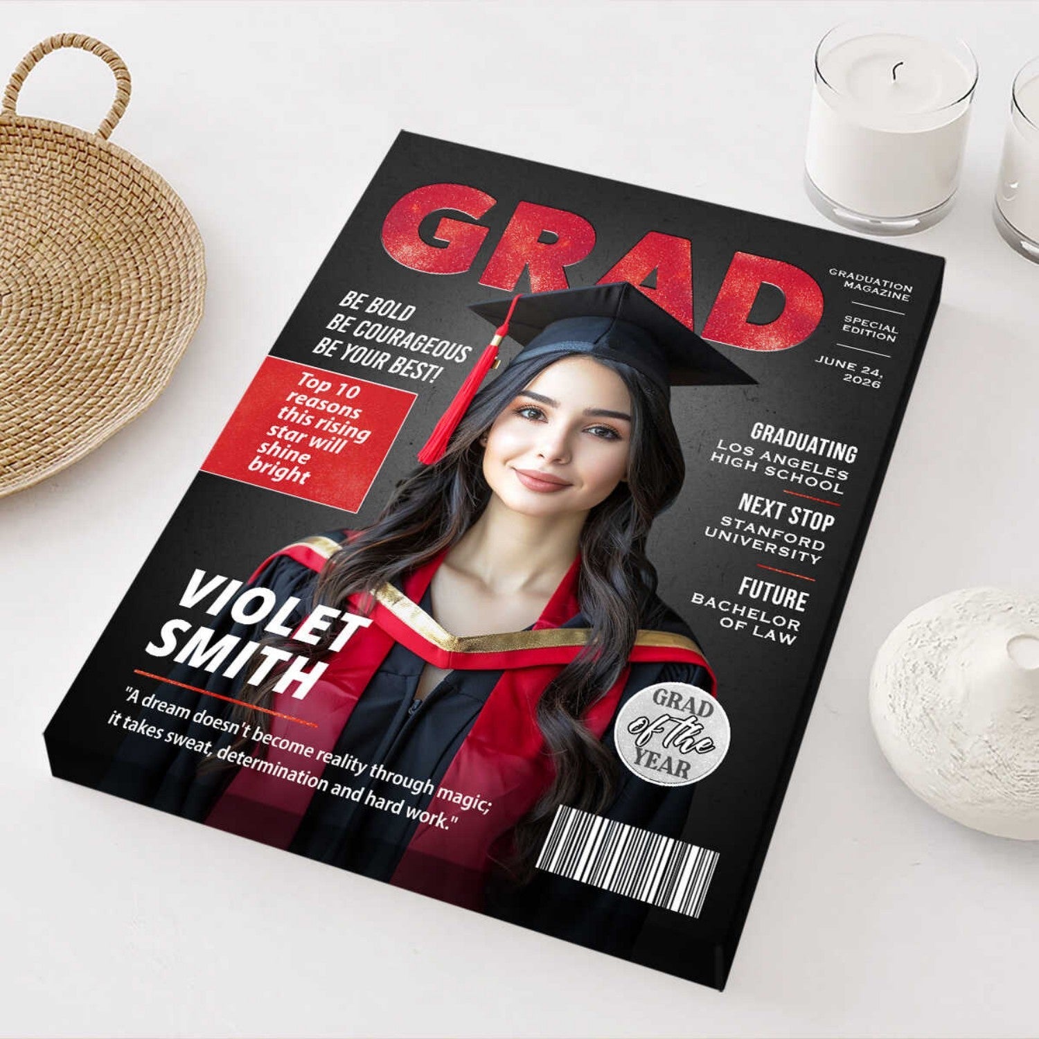Custom Photo Magazine Cover Canvas / Poster - Personalized Graduation Gift