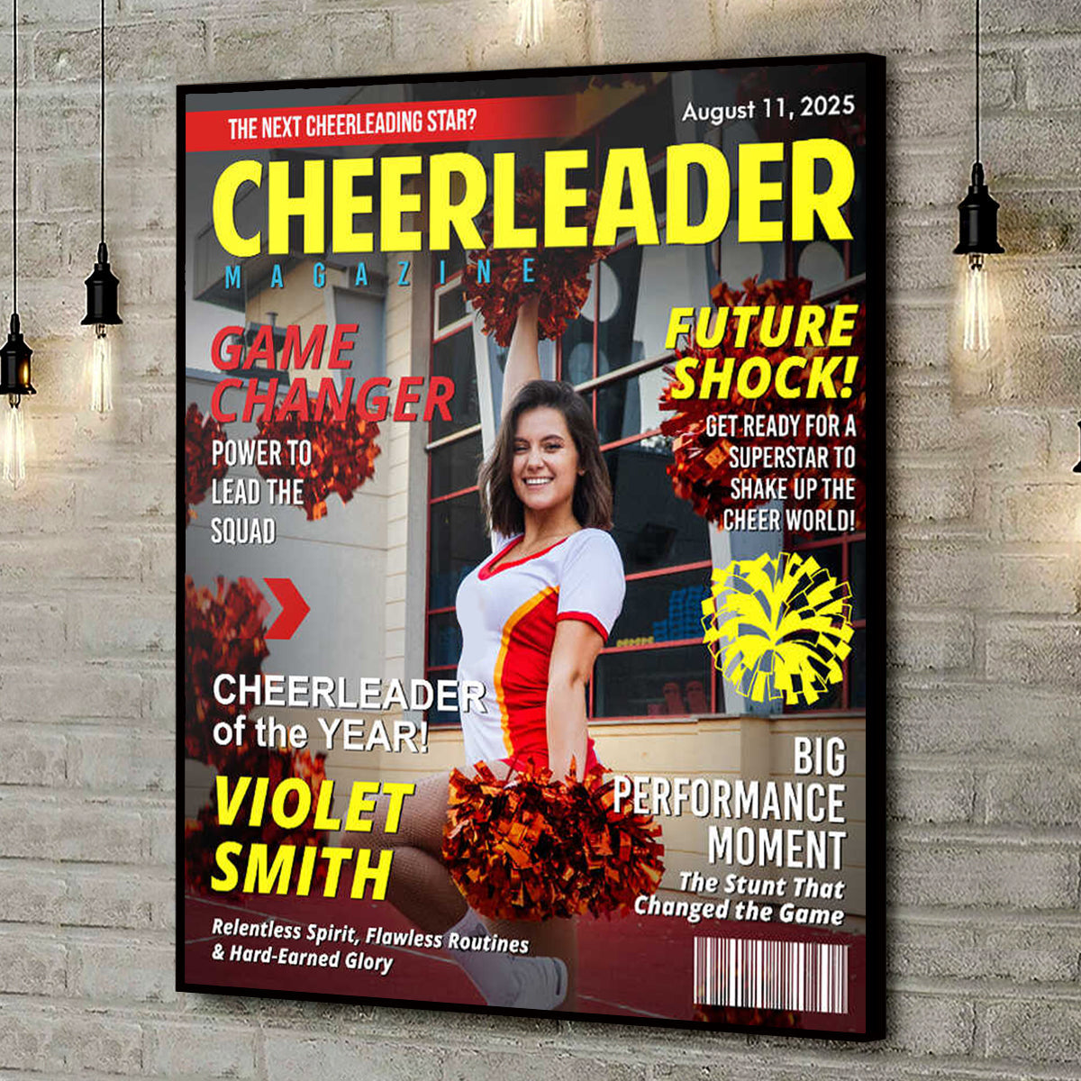 Personalized Cheerleader Magazine Cover Poster / Canvas - Custom Gift For Cheerleader