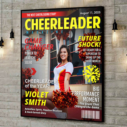 Personalized Cheerleader Magazine Cover Poster / Canvas - Custom Gift For Cheerleader