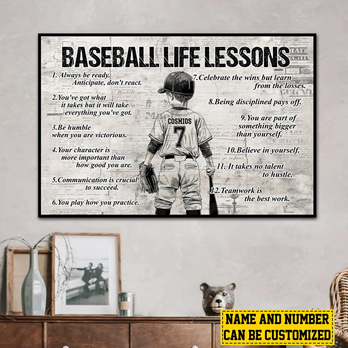 Baseball Life Lessons - Personalized Canvas / Poster for Kids