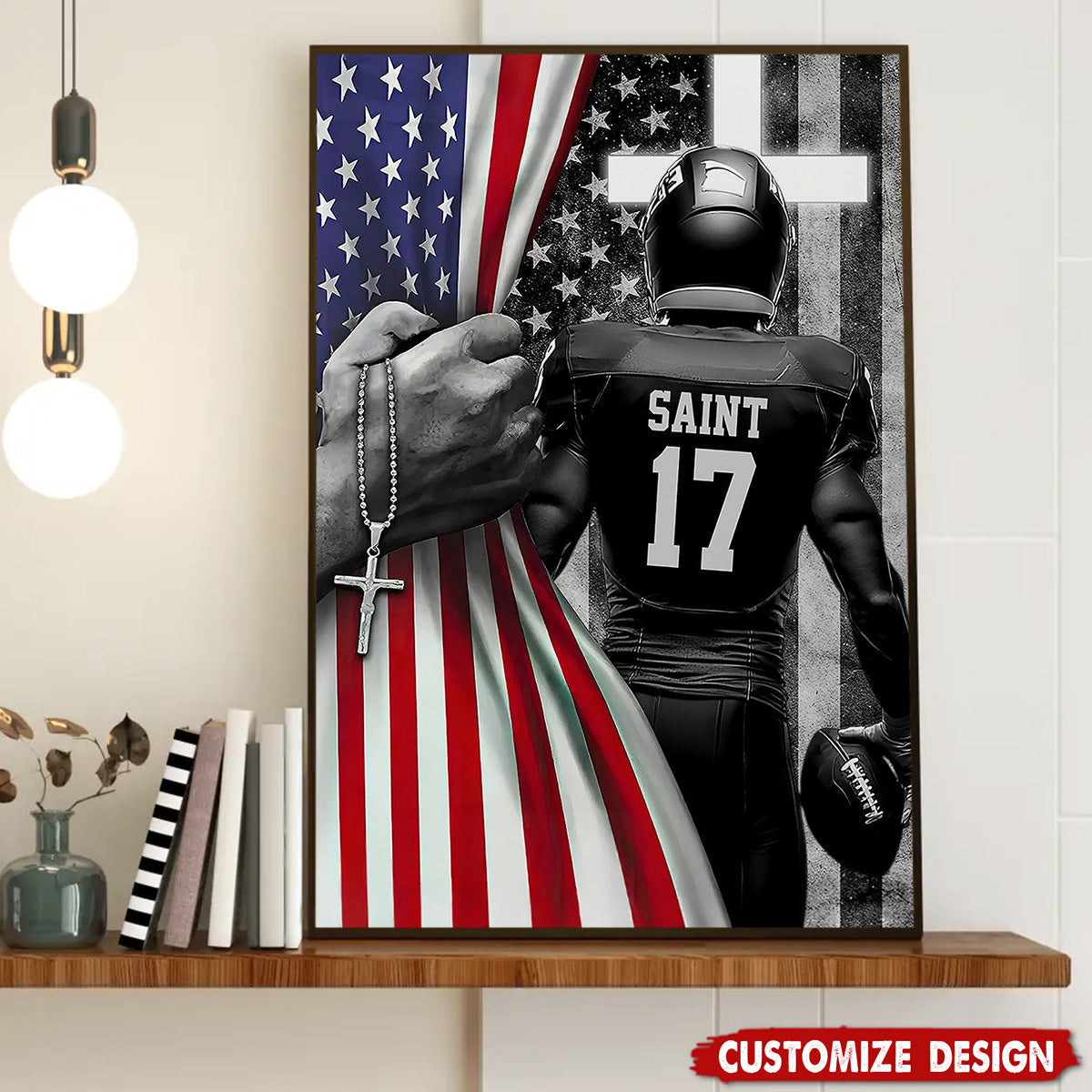 Personalized American Football Boy Poster / Canvas - Custom Gift For American Football Lovers