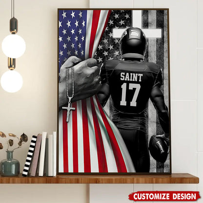 Personalized American Football Boy Poster / Canvas - Custom Gift For American Football Lovers