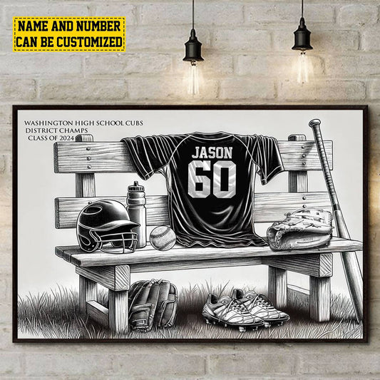 Custom Baseball Team Canvas for Son/Grandson with personalized design details for meaningful gifting
