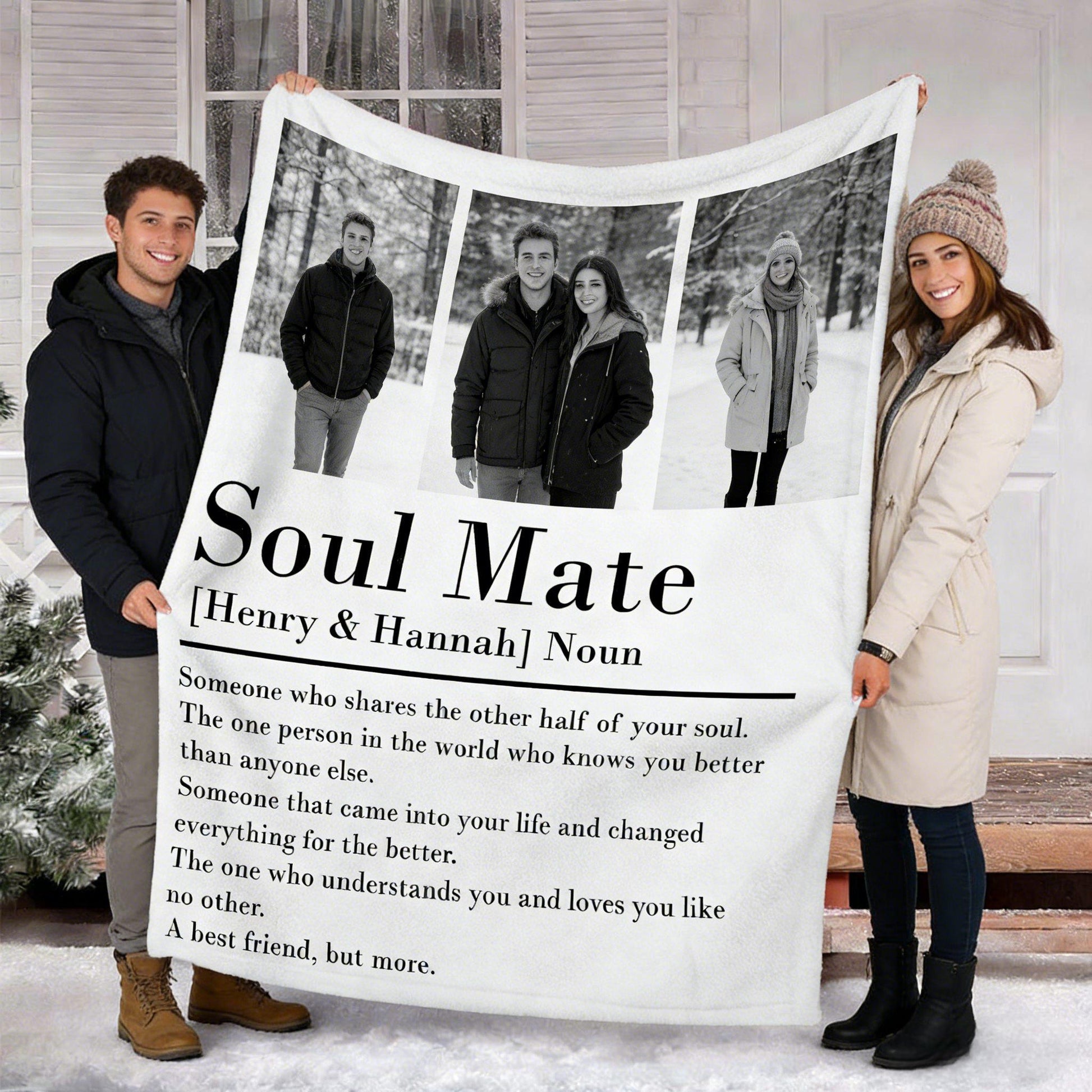 Soul Mate Definition - Personalized Custom Couple Blanket