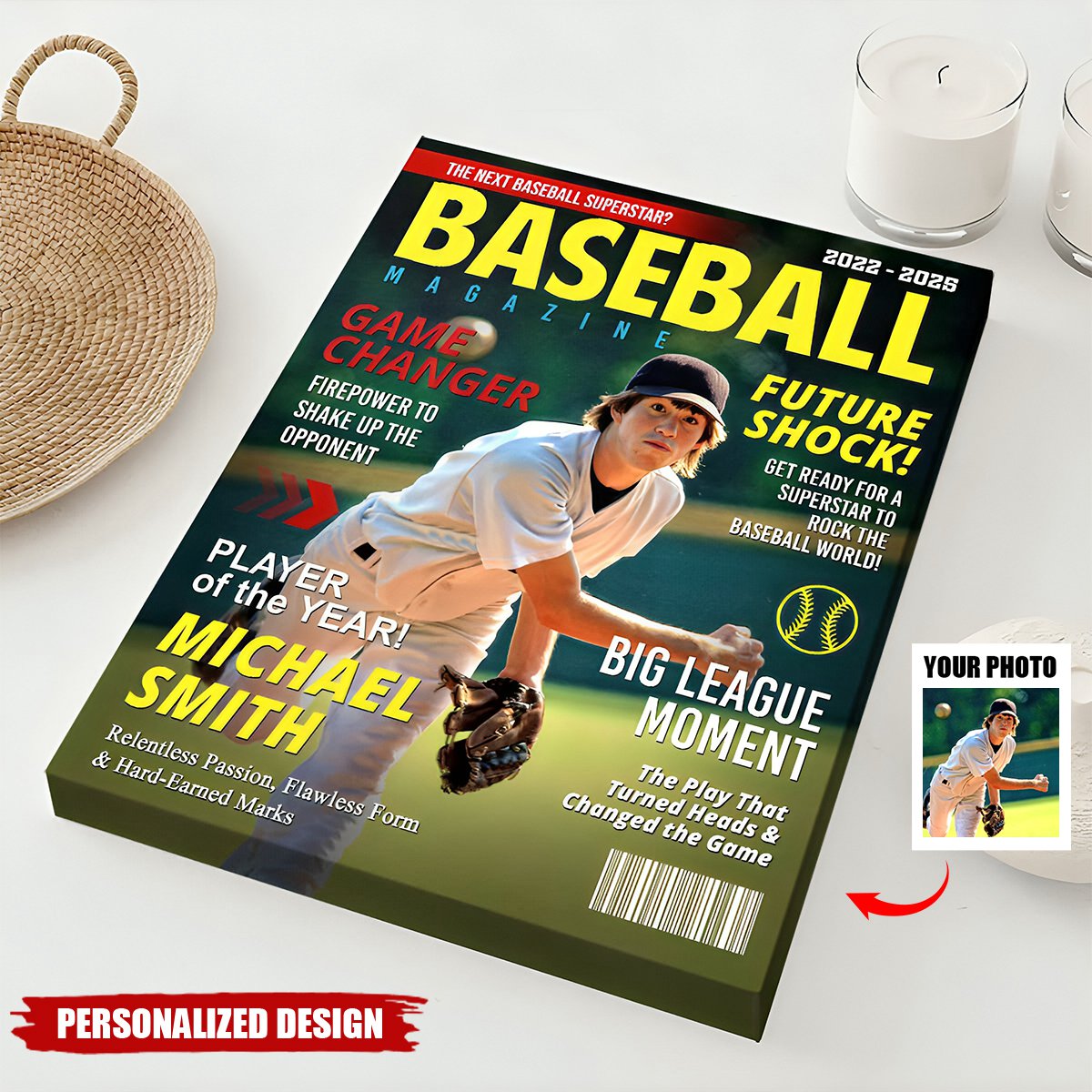 Personalized Baseball Magazine Cover Poster / Canvas - Custom Graduation Gifts for Baseball Player