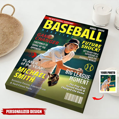 Personalized Baseball Magazine Cover Poster / Canvas - Custom Graduation Gifts for Baseball Player