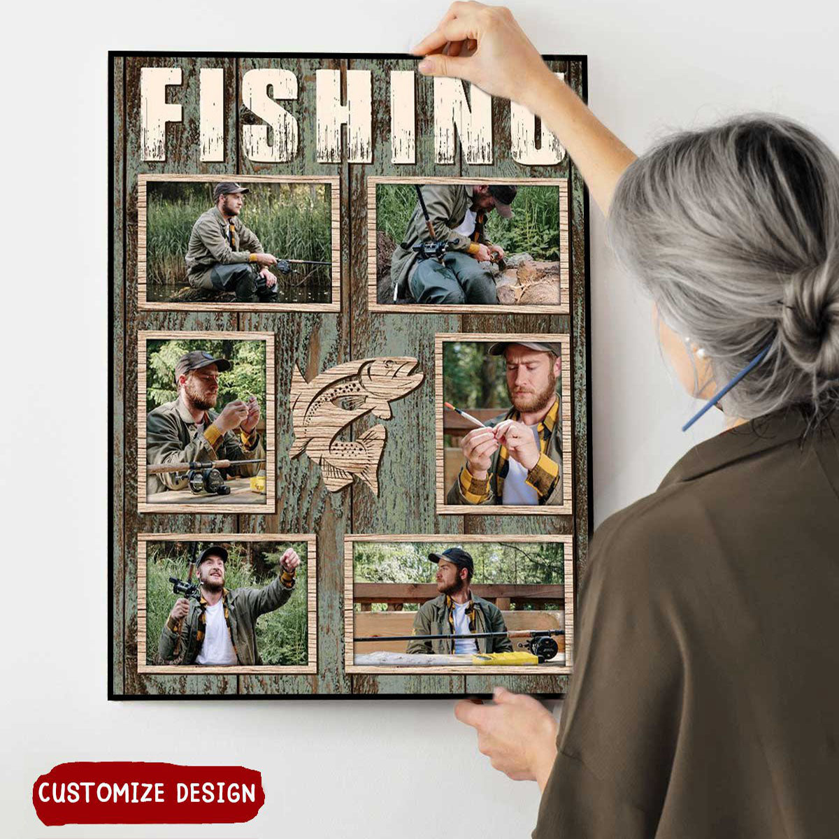 Personalized Fishing Collage Poster / Canvas - Custom Photo Wall Art for Anglers