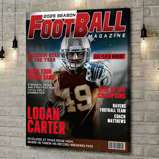 Personalized Custom Football Magazine Cover - Unique Gifts For Football Player