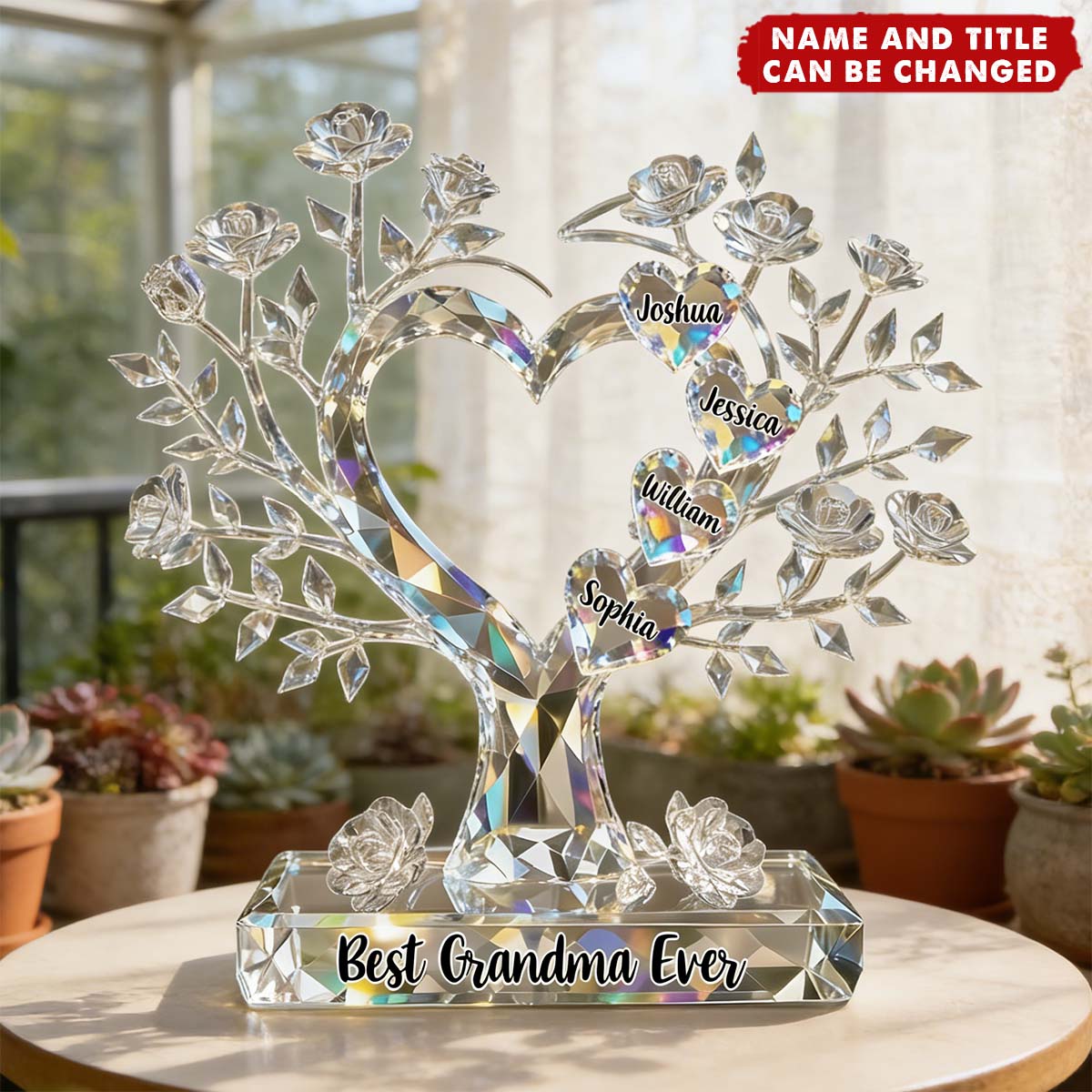 “Flowers For Mom” Personalized Shaped Acrylic Plaque - Custom Gift for Mom