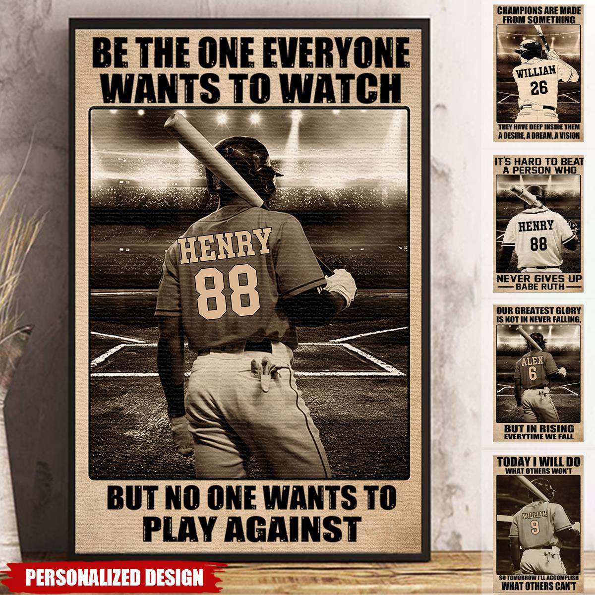 Personalized Baseball Canvas personalization view for Son/Grandson