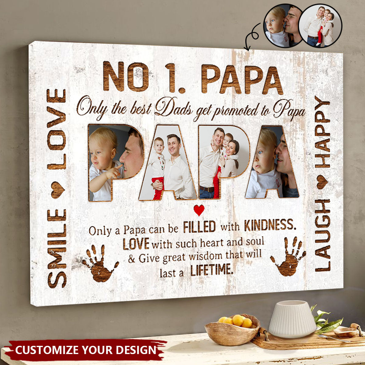 Only The Best Dads Get Promoted To Papa - Custom No. 1 Papa Photo Poster / Canvas