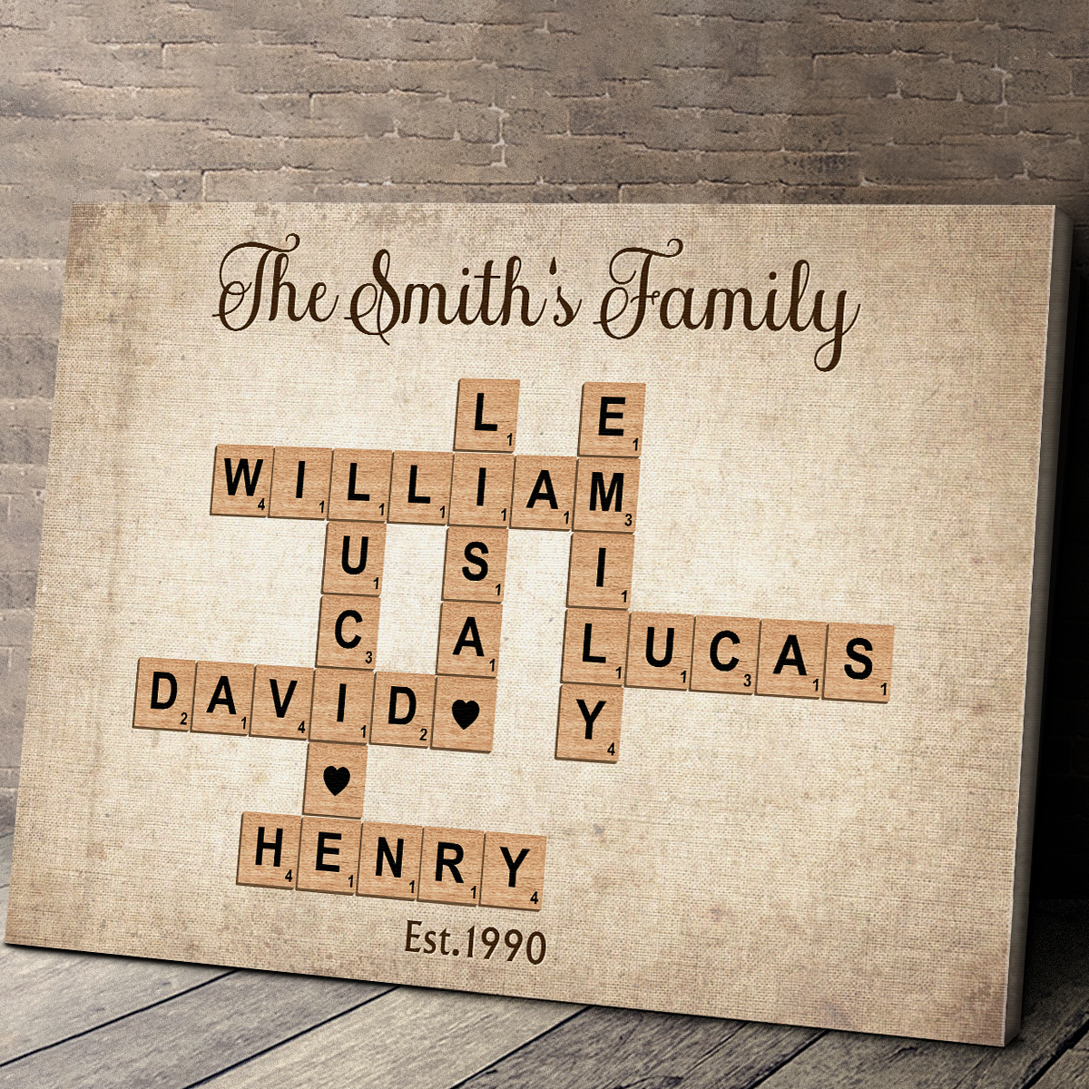 “The Family Ties” Crossword - Personalized Customized Canvas/ Poster