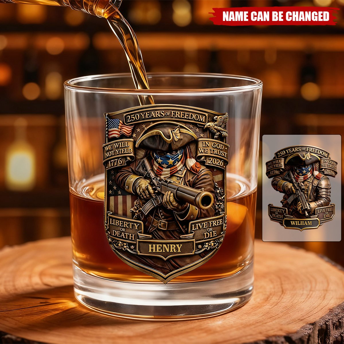 Personalized Whiskey Glass - 250 Years of Freedom