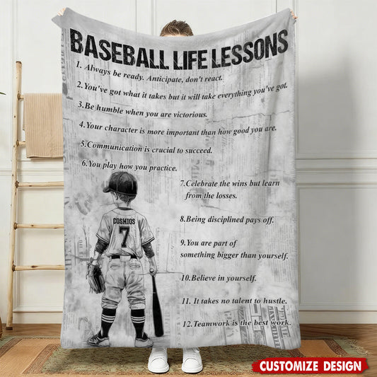Baseball Life Lessons - Personalized Baseball Blanket