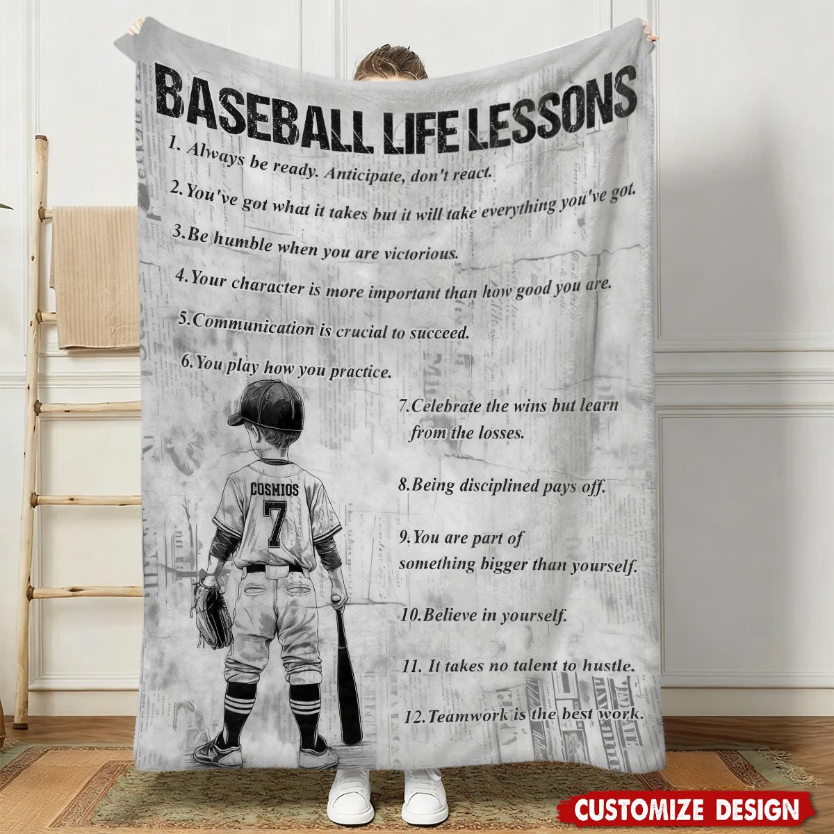 Baseball Life Lessons - Personalized Baseball Blanket