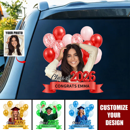 Personalized Photo Car Window Decal - Class of 2026 Graduation Sticker