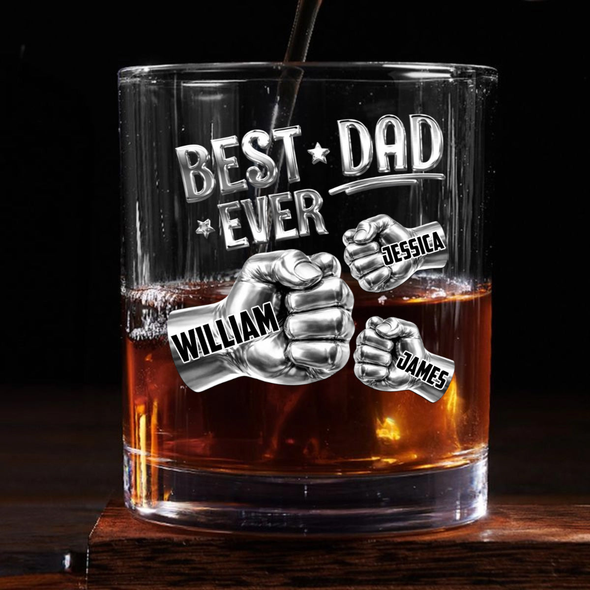Best Dad Ever - Personalized Custom Whiskey Glass