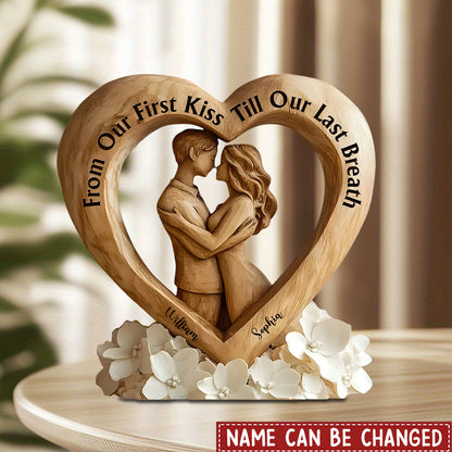 From Our First Kiss Till Our Last Breath - Personalized Couple Shaped Acrylic Plaque