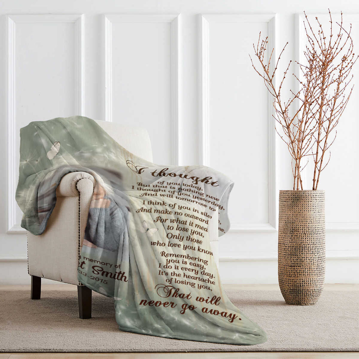 I Thought of You Today - Personalized Photo Memorial Blanket