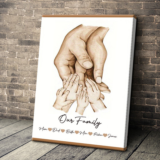 Parents Hands With Kids - Personalized Custom Family Canvas / Poster