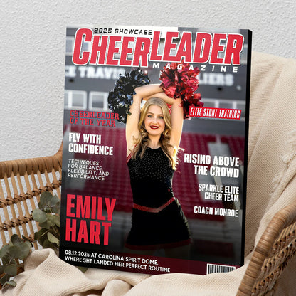 Personalized Cheerleader Magazine Cover Canvas / Poster - Custom Cheer Gift
