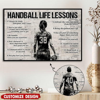 Personalized Handball Life Lessons Poster / Canvas - Gift For Handball Lovers