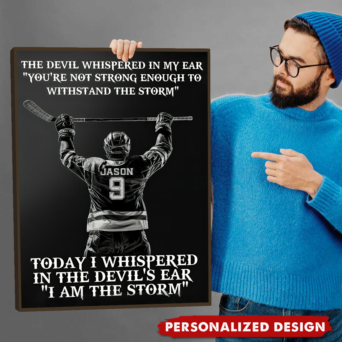“I Am The Storm” Personalized Hockey Player Poster / Canvas - Gift For Hockey Lovers