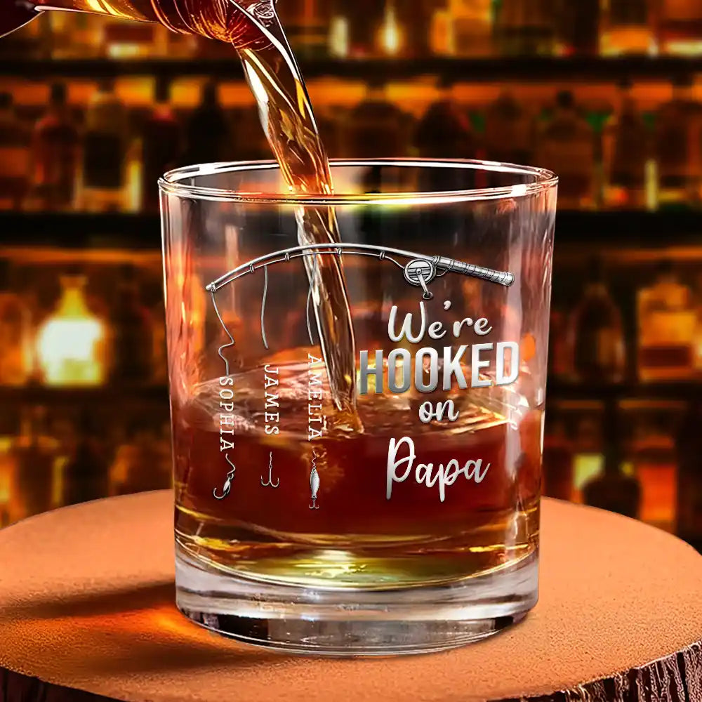 Tumbler material and size view - Personalized Fishing Whiskey Glass