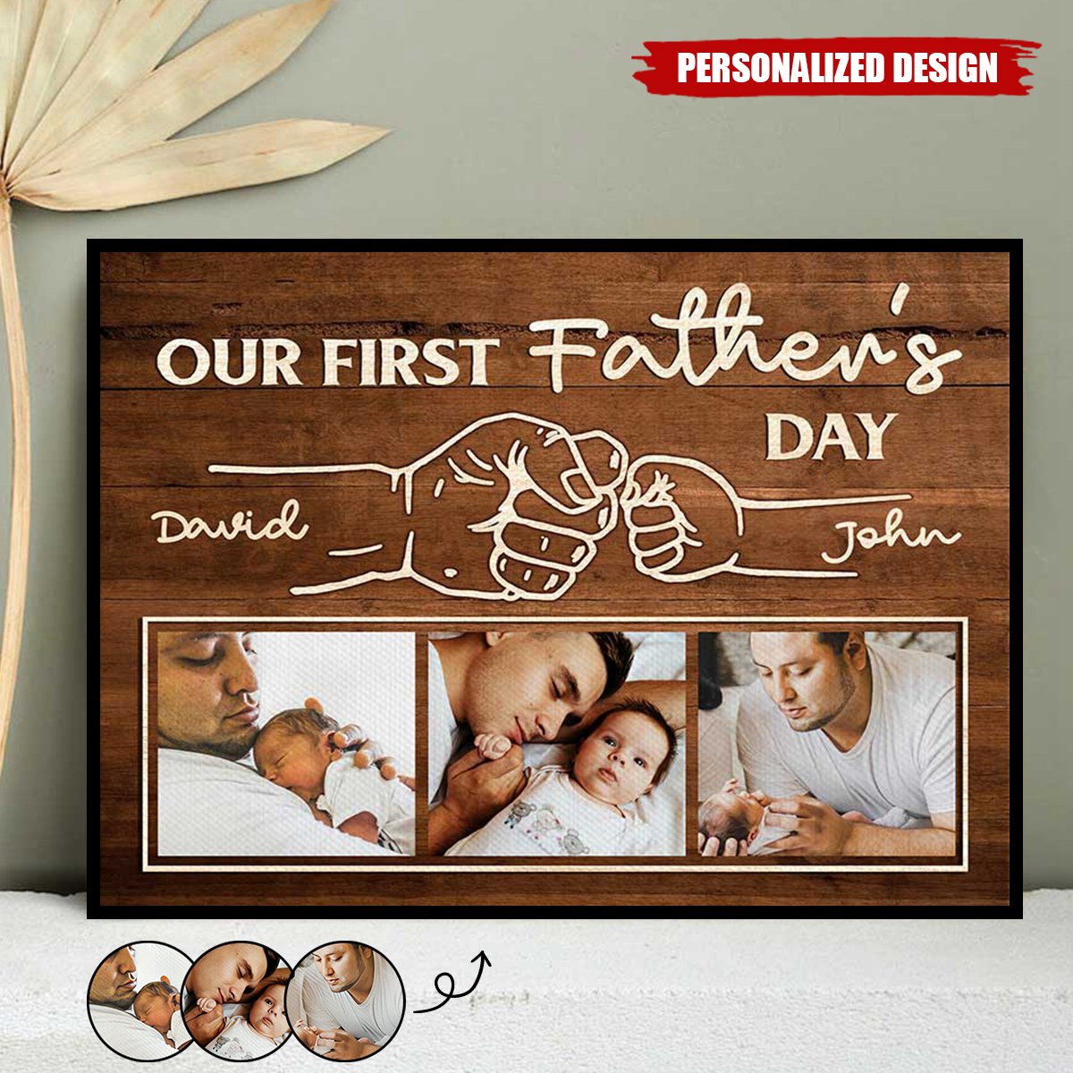 Personalized First Father’s Day Fist Bump Canvas / Poster - Custom Gift for New Dad