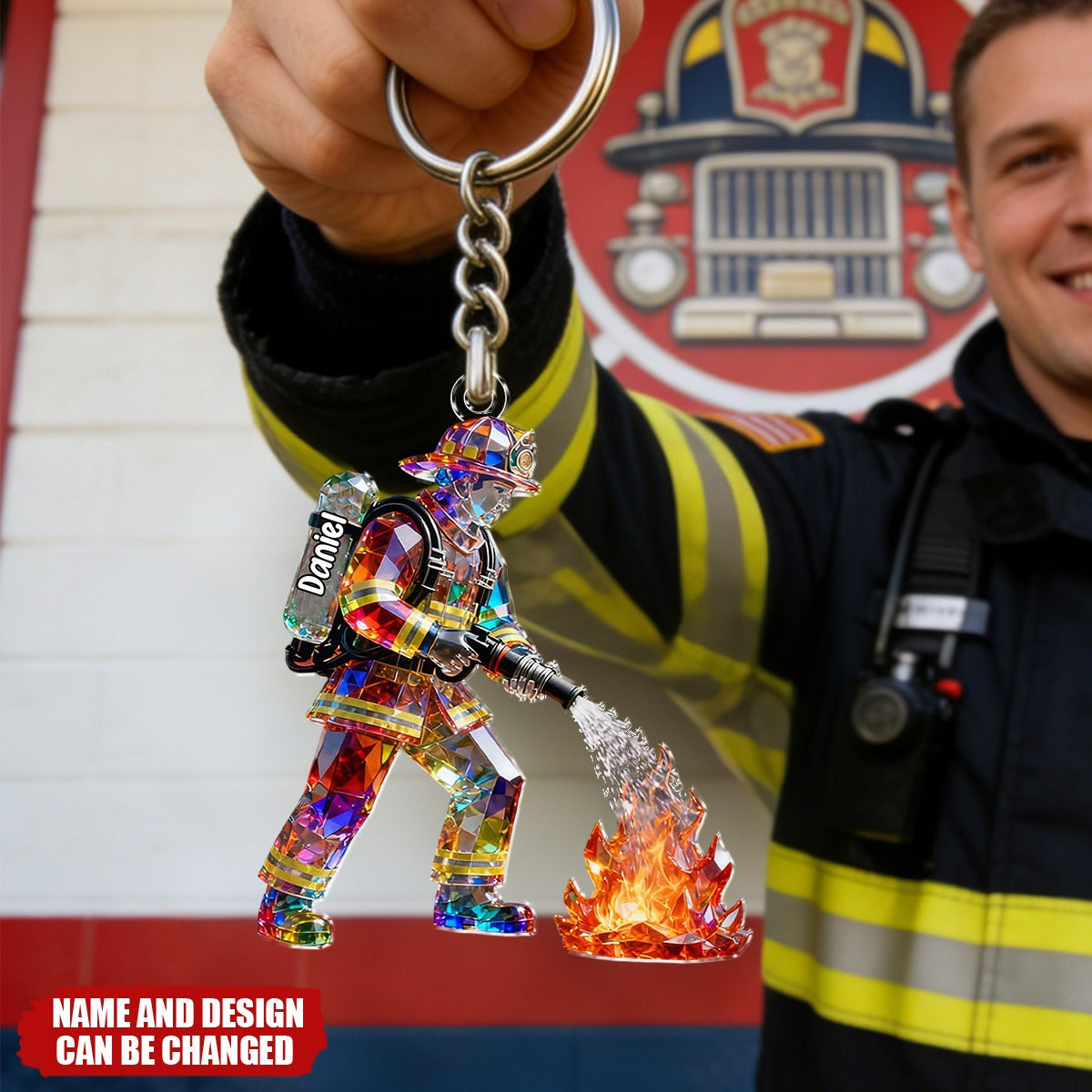Brave Firefighter Personalized Keychain - Unique Gift for Firemen & Fire Families
