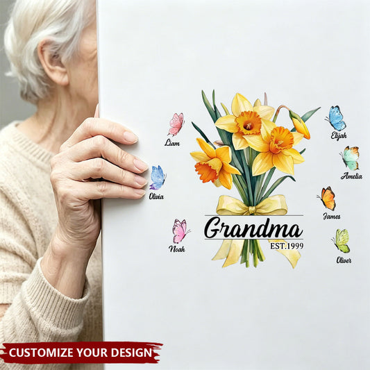 Personalized Watercolor Birth Flower Stickers - Gift for Mom & Grandma