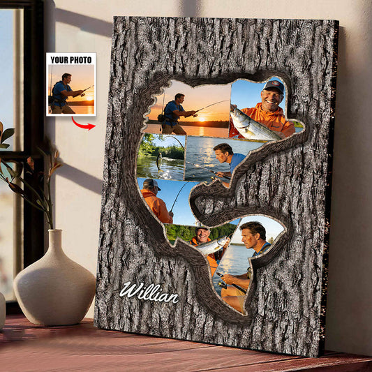 Personalized Fishing Photo Collage Poster / Canvas - Custom Father’s Day Gift for Dad