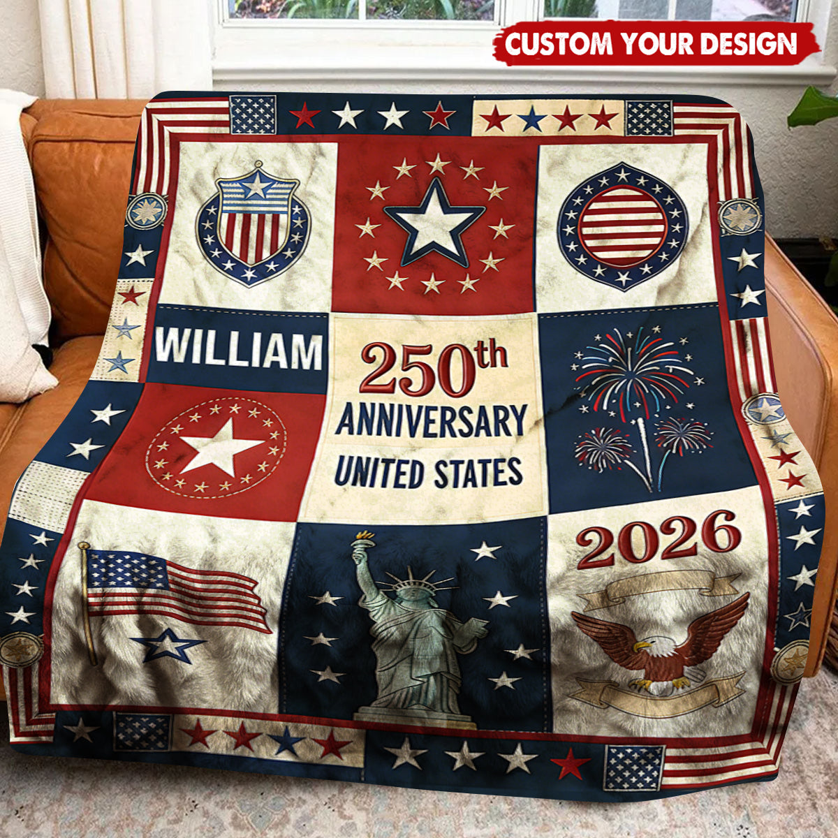 USA 250th Anniversary - Personalized Custom Patriot Blanket