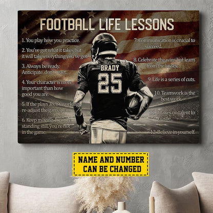 Personalized Football Life Lessons Poster / Canvas - Custom Gift For Football Lovers
