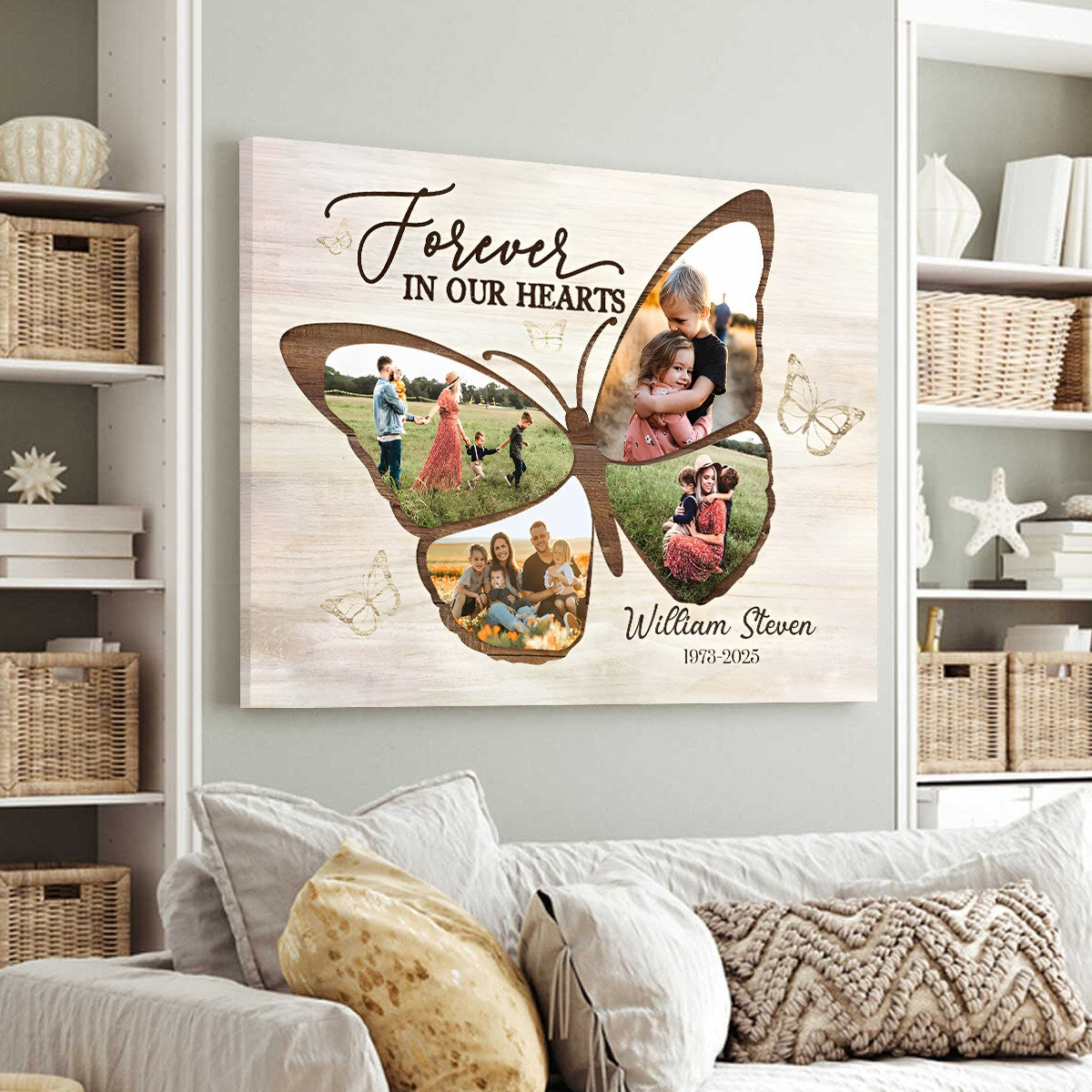 Personalized Butterfly Memorial Canvas / Poster - Custom Photo Memorial Gift