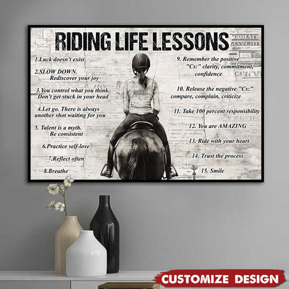 Personalized Riding Life Lessons Poster / Canvas - Gift For Horse Girl