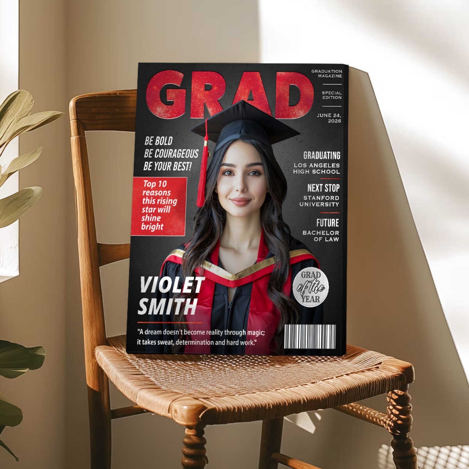 Custom Photo Magazine Cover Canvas / Poster - Personalized Graduation Gift