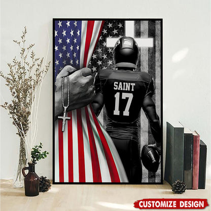 Personalized American Football Boy Poster / Canvas - Custom Gift For American Football Lovers