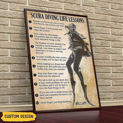 Personalized Scuba Diving Life Lessons Poster / Canvas - Custom Gift For Diving Lovers
