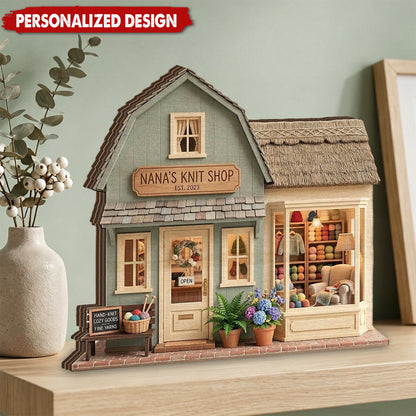 Personalized Knitting Shop Wooden Plaque personalization view for Grandma