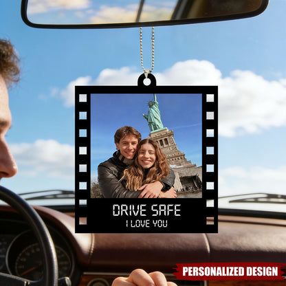 Personalized Photo Film Strip Car Ornament - Custom Gift for Couples