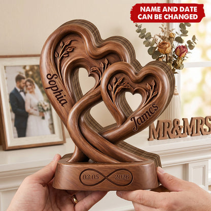 Personalized Couples Wooden Heart Plaque personalization view for Couples
