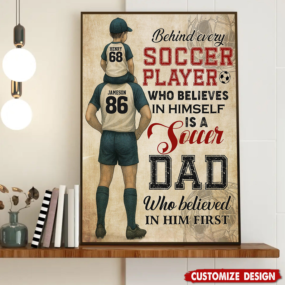 Personalized Soccer Dad & Son Poster / Canvas - Birthday or Father’s Day Gift for Soccer Fans