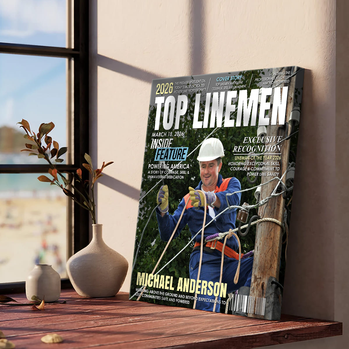 Top Linemen Custom Magazine Canvas / Poster - Personalized Recognition Gift for Electrical Lineworker