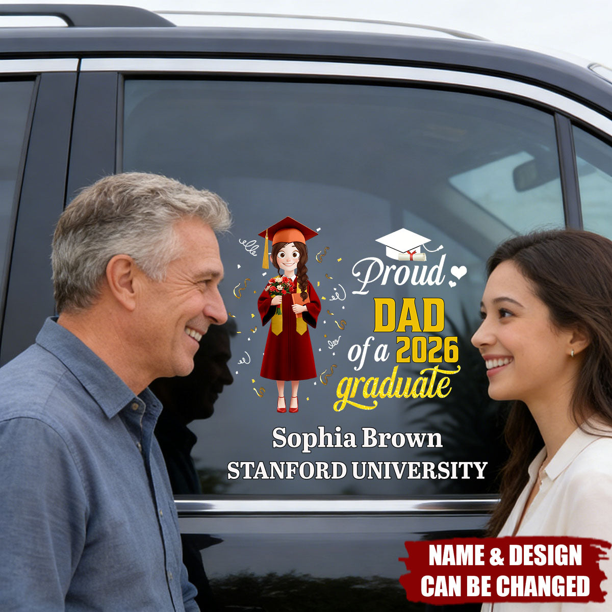 Proud Dad Of A 2026 Graduate - Personalized Decal