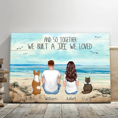 Custom 'Life We Loved' Beach Canvas for Couples & Pet Memorial For Loved One